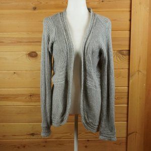 Loft‎ Gray Knitted Rounded Hem Cardigan Sweater Size Large